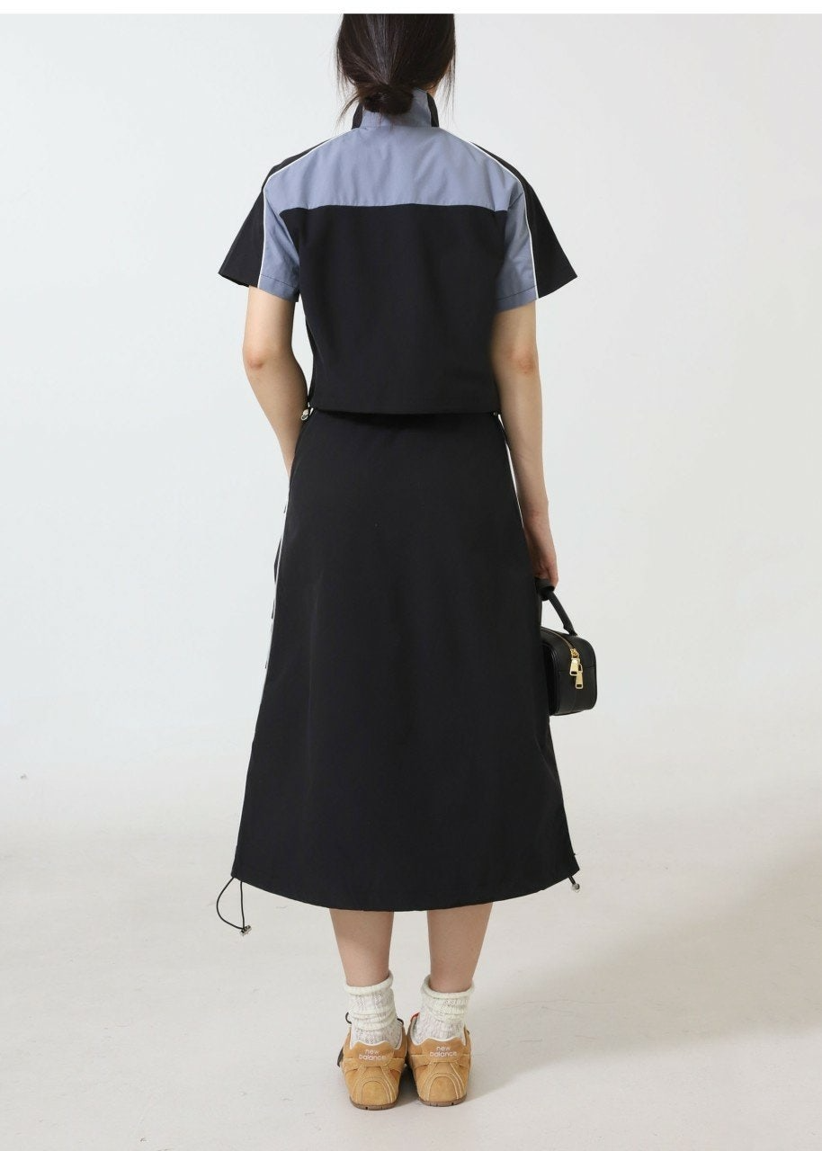 프라다-세트-국내배송 삼각로고 컴피 우븐 자켓 & 스커트 세트 -블랙-