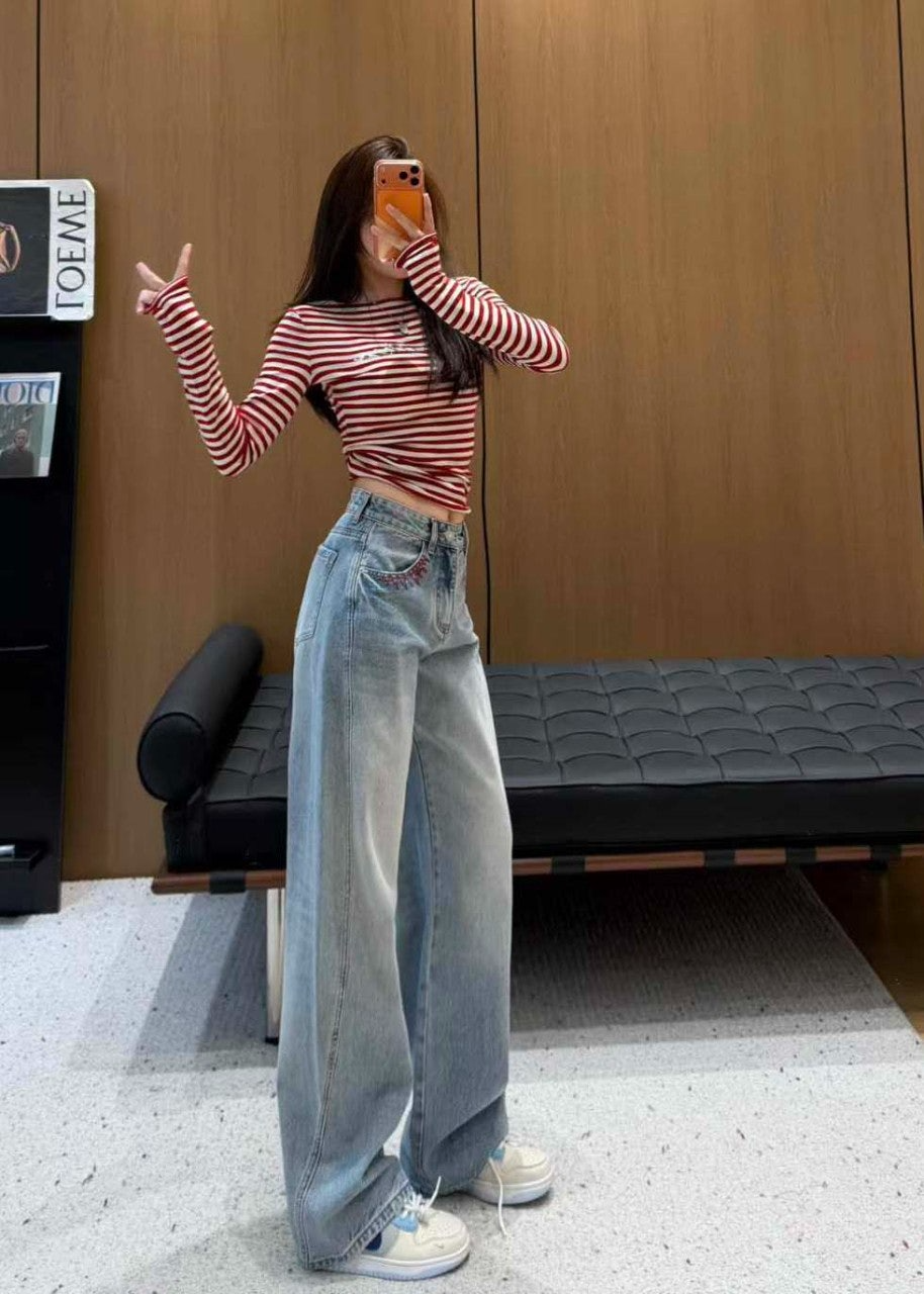 로에베-하의-국내배송 애너그램 자수 배럴 진