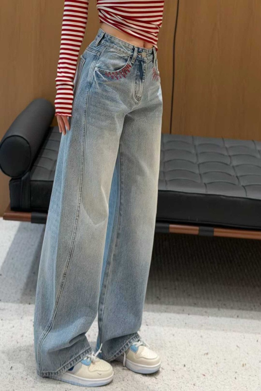로에베-하의-국내배송 애너그램 자수 배럴 진