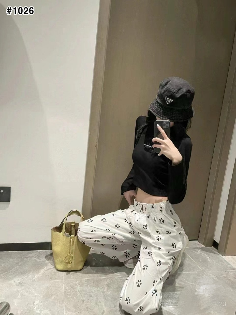 캘빈클라인-하의-국내배송 여성 프린트 와이드 밴딩 팬츠