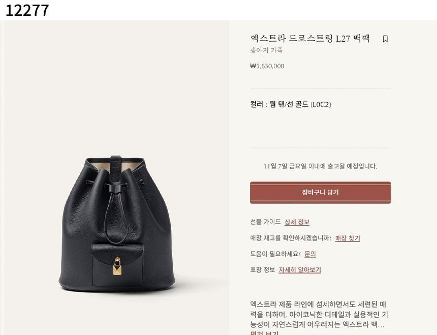 로로피아나-가방-국내배송 Extra Drawstring backpack L27 Calfskin Black