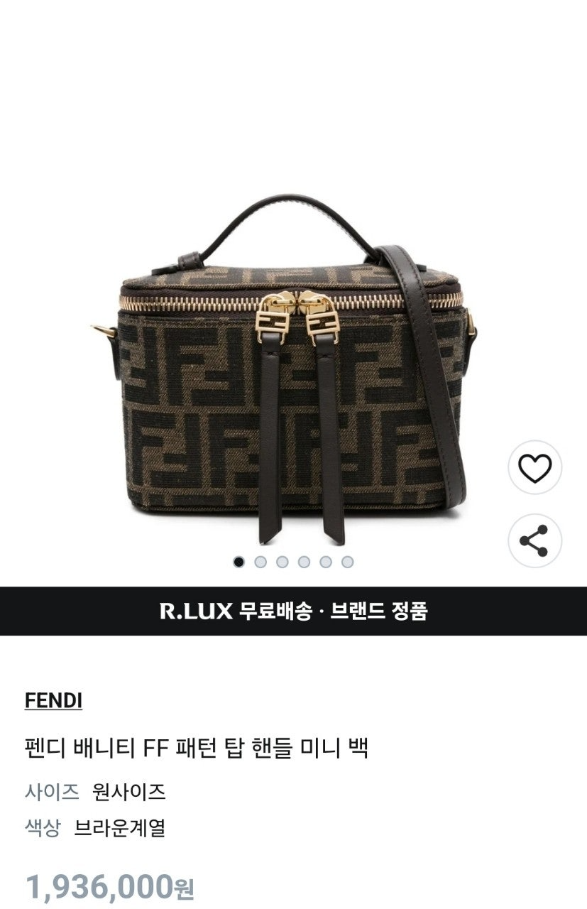 펜디-가방-국내배송 배니티 FF 패턴 탑 핸들 미니 백