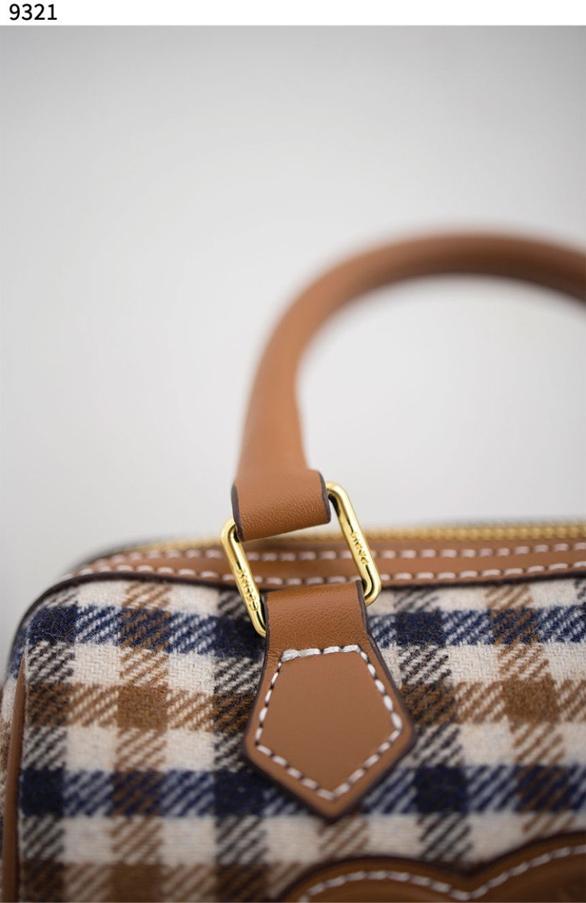 셀린느-가방-국내배송 SMALL BOSTON in TARTAN TEXTILE AND CALFSKIN