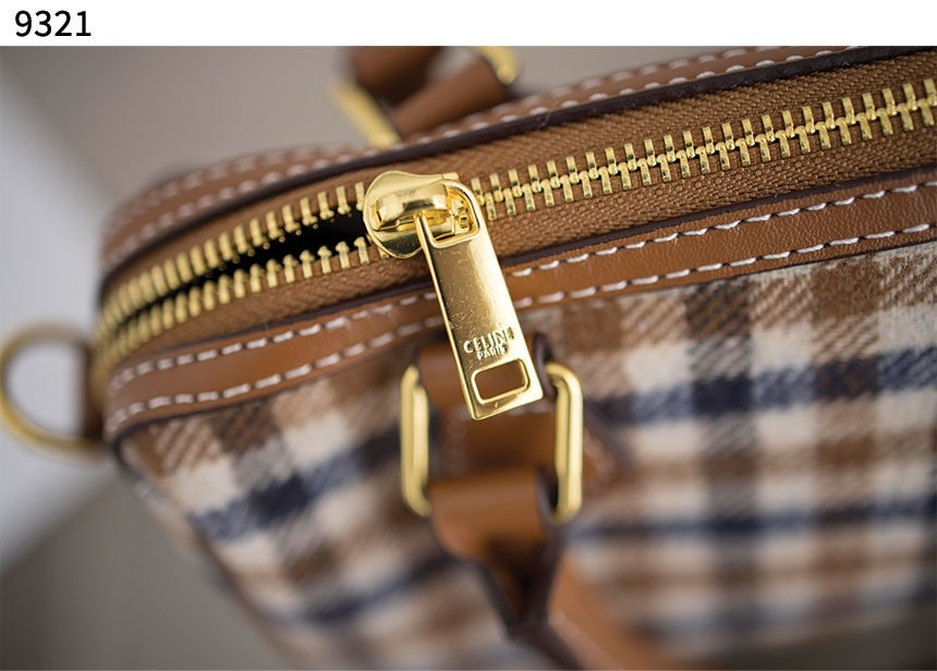 셀린느-가방-국내배송 SMALL BOSTON in TARTAN TEXTILE AND CALFSKIN
