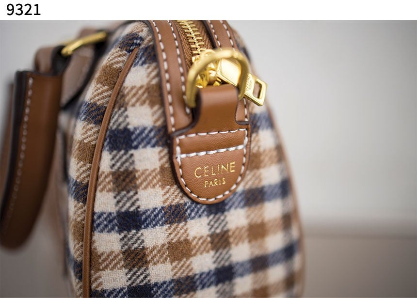셀린느-가방-국내배송 SMALL BOSTON in TARTAN TEXTILE AND CALFSKIN
