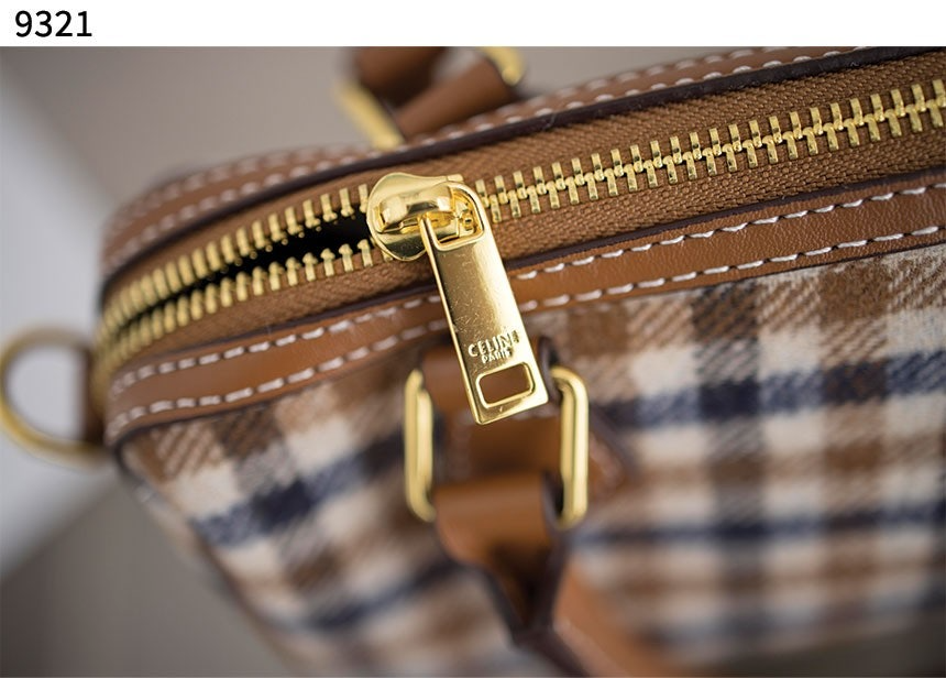 셀린느-가방-국내배송 SMALL BOSTON in TARTAN TEXTILE AND CALFSKIN