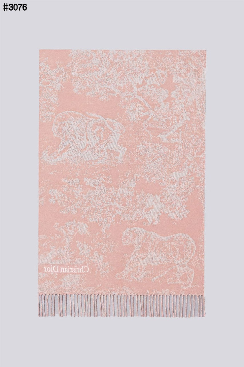 디올-머플러-국내배송 Toile De Jouy Sauvage 울 자카드 태슬 숄 머플러