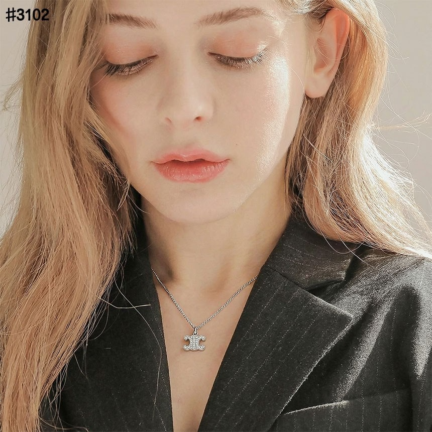 셀린느-목걸이-국내배송 트리옹프 라인 스톤 네크리스 로듐 피니시 브라스&크리스탈