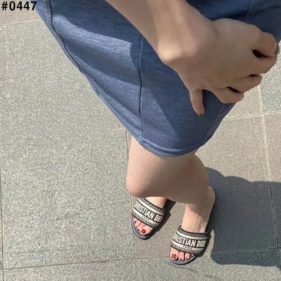 디올-신발-국내배송 디웨이 자수 코튼 뮬 슬리퍼