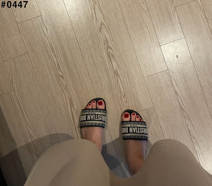 디올-신발-국내배송 디웨이 자수 코튼 뮬 슬리퍼
