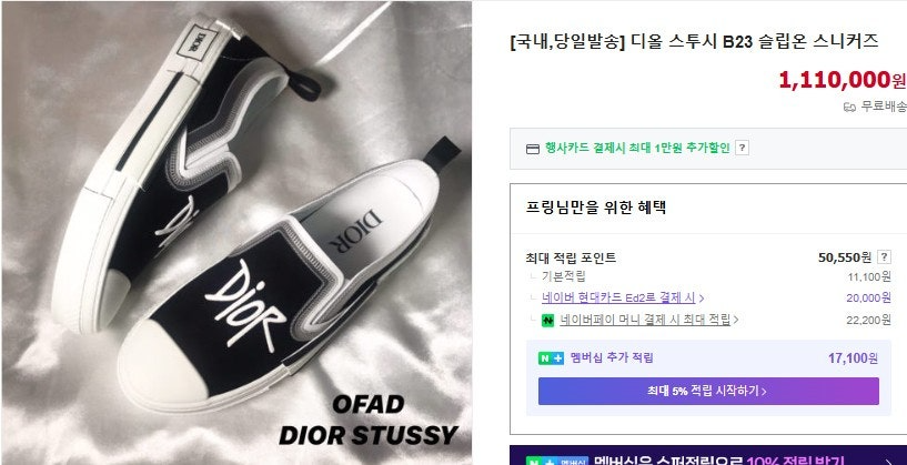 디올-신발-국내배송 스투시 B23 슬립온 스니커즈