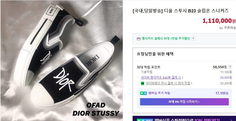 디올-신발-국내배송 스투시 B23 슬립온 스니커즈