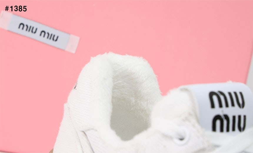 미우미우-신발-국내배송 로고 코튼 스니커즈