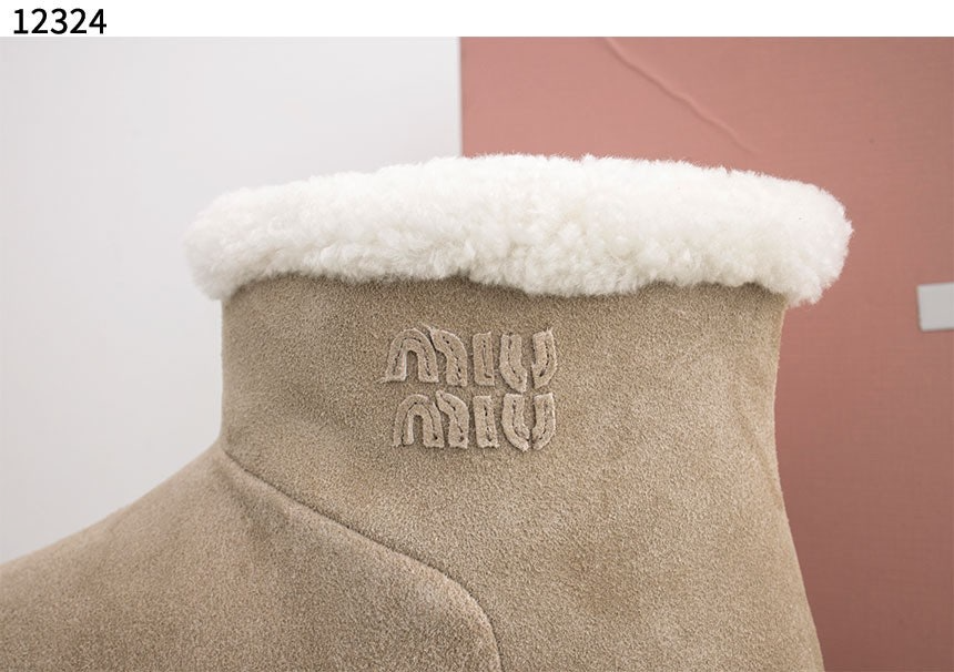 미우미우-신발-국내배송 Cappuccino suede ankle boots