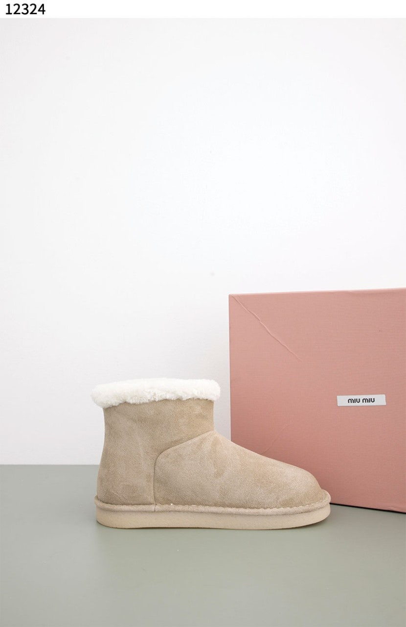 미우미우-신발-국내배송 Cappuccino suede ankle boots