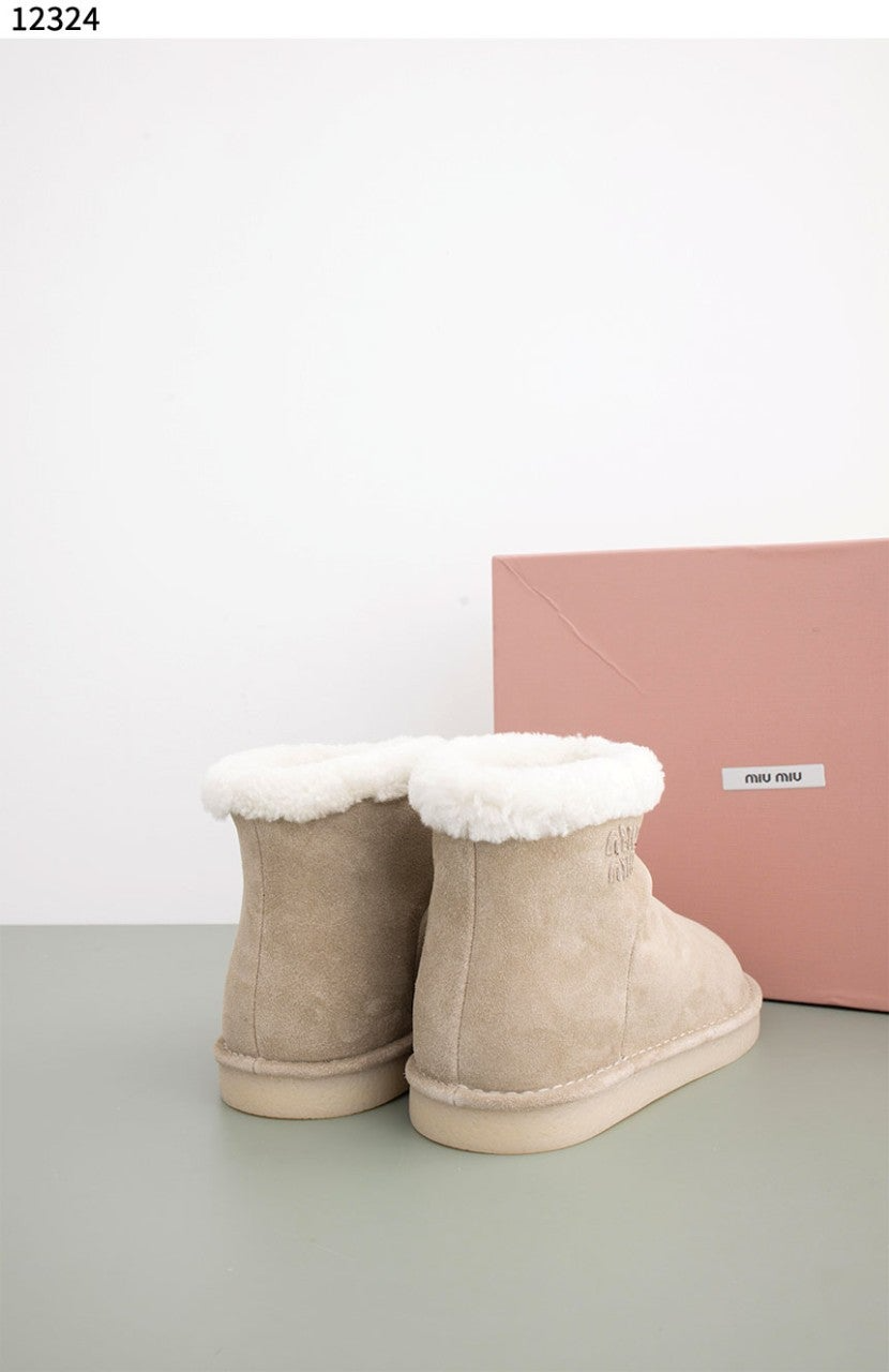 미우미우-신발-국내배송 Cappuccino suede ankle boots