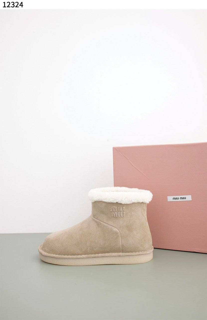 미우미우-신발-국내배송 Cappuccino suede ankle boots