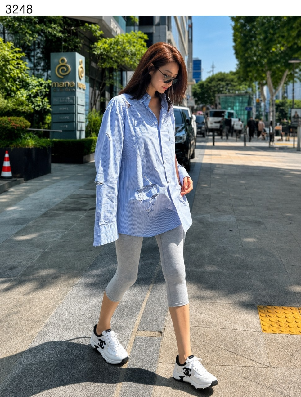 샤넬-신발-국내배송 스니커즈 메쉬 스웨이드 카프스킨 & 화이트 블랙